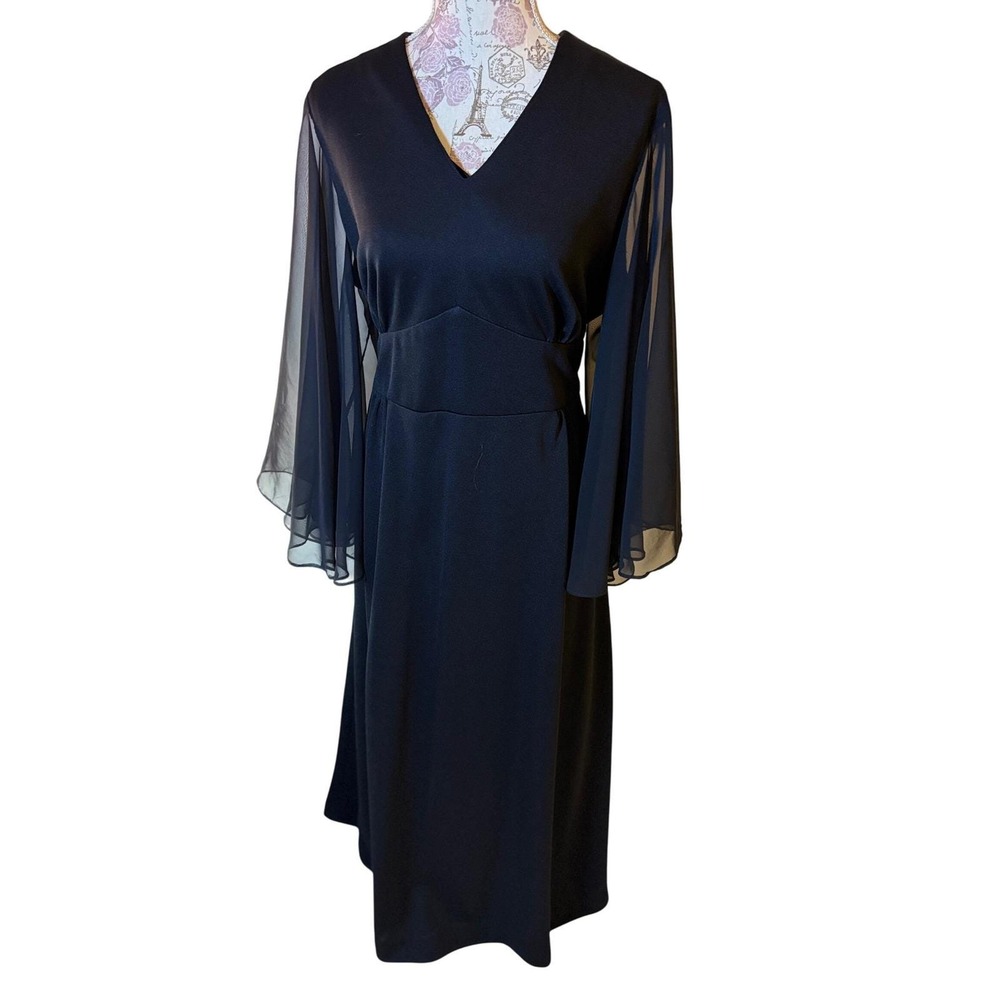 Vintage Whimsigoth Black Dress Flutter Sleeve SZ 16 holiday Christmas party